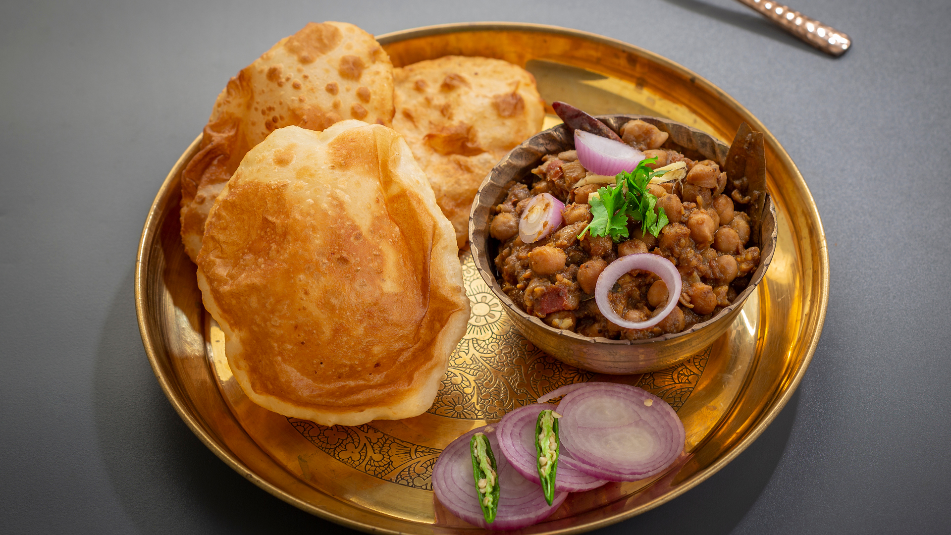 Fluffy Bhatura with Spicy Chana Bhatura served at Brampton Authentic Indian Food Ottawa